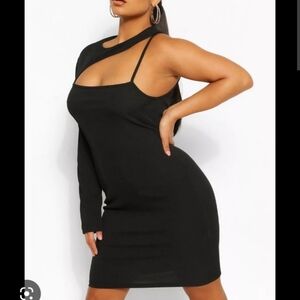 Boohoo Rib Cut-out Bodycon Dress